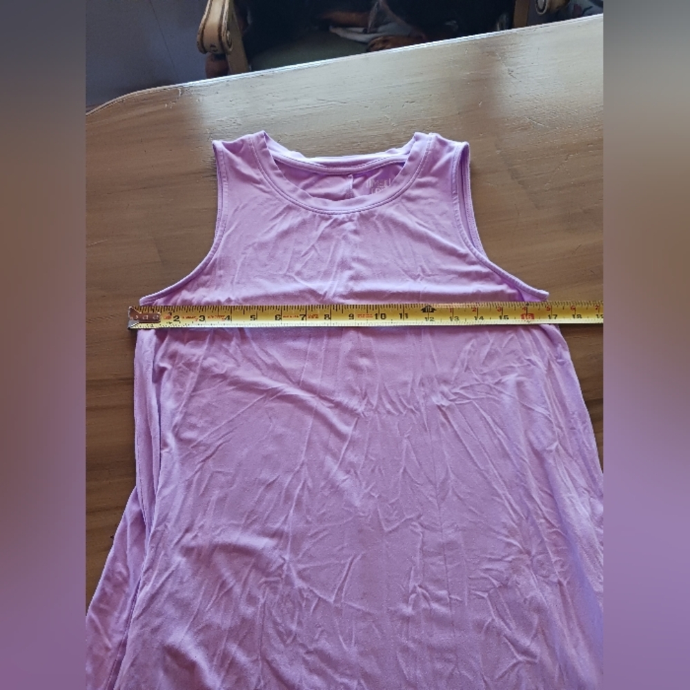 Basic Sleeveless T-Shirt Dress A Line Pockets Womens M Time&Tru Lilac Stretchy - Picture 5 of 9